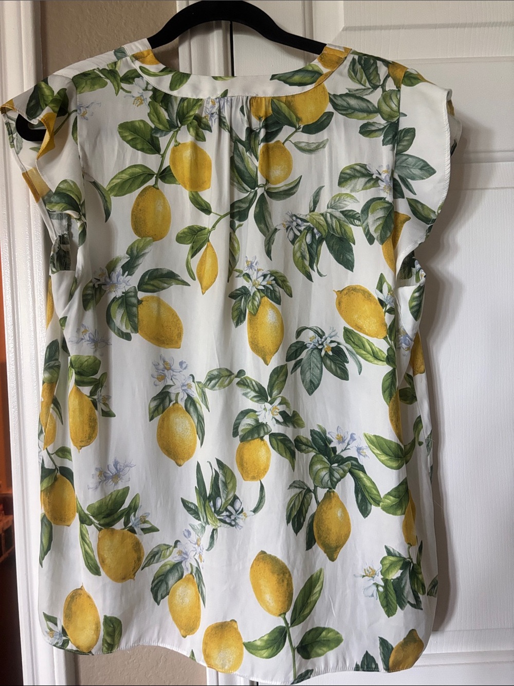 cupcakes & cashmere White Lemon-Print V-Neck Blouse - Picture 6 of 6